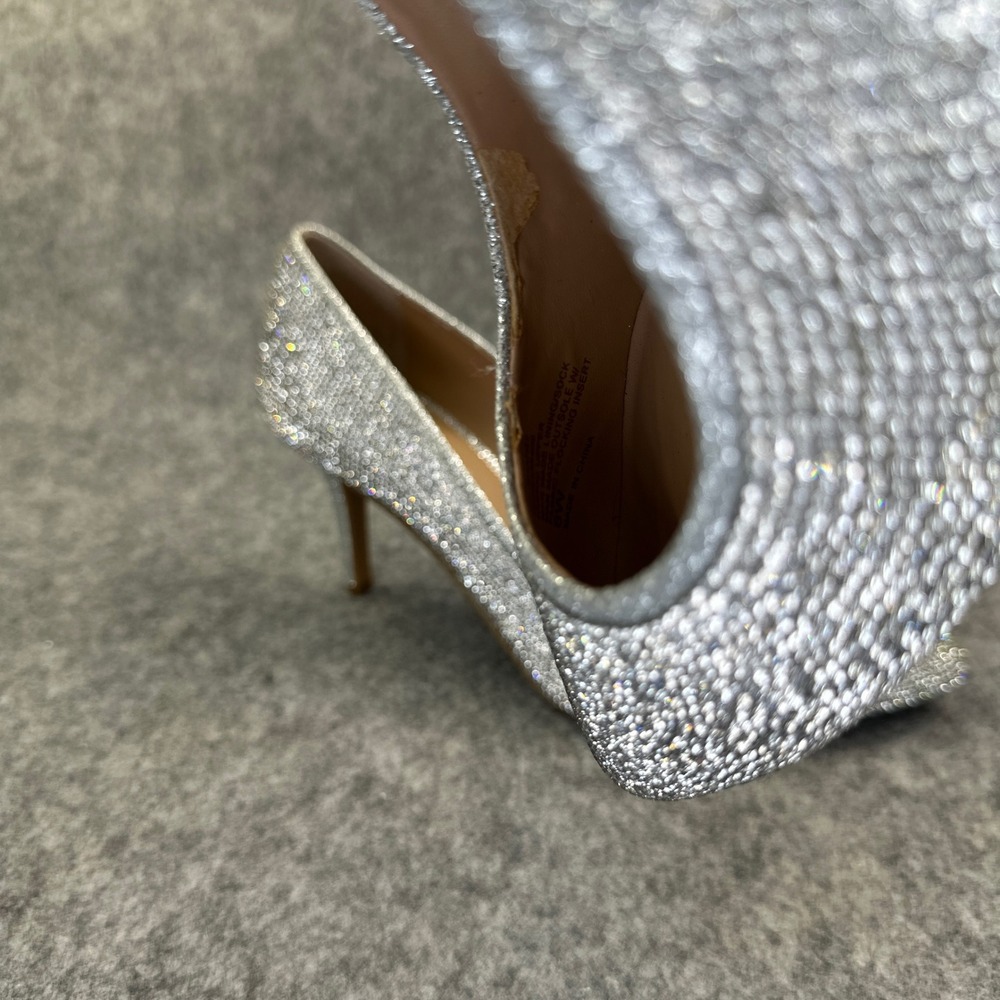 INC International Concepts Silver Rhinestone Pumps Womens 8W Pointed Toe Heels - Picture 10 of 12